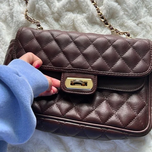 Quilted Leather Shoulder Bag - Brown - Picture 3 of 8